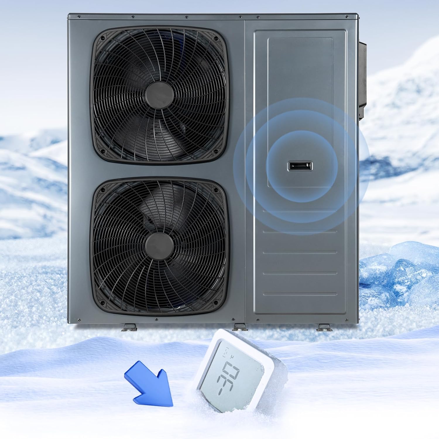 R290 Warmwasser Wärmepumpe 16 kW, A+++ Wärmepumpe für Warmwasser, SCOP 5.1, Luftwärmepumpe, Geräuschloser Betrieb, 3 Temperaturregelungsmodi, 5-75 ℃