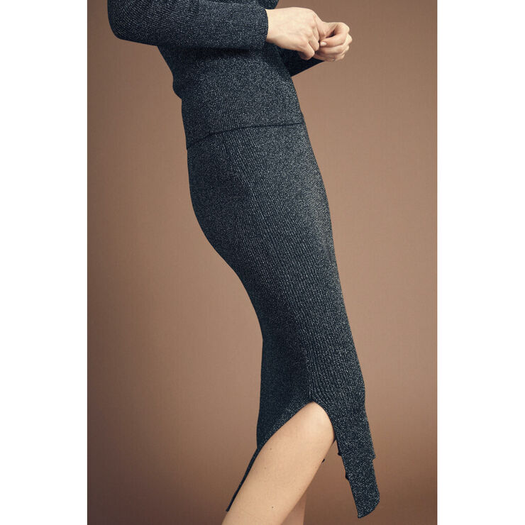 A-VIEW Felicity rib lurex skirt Black/silver