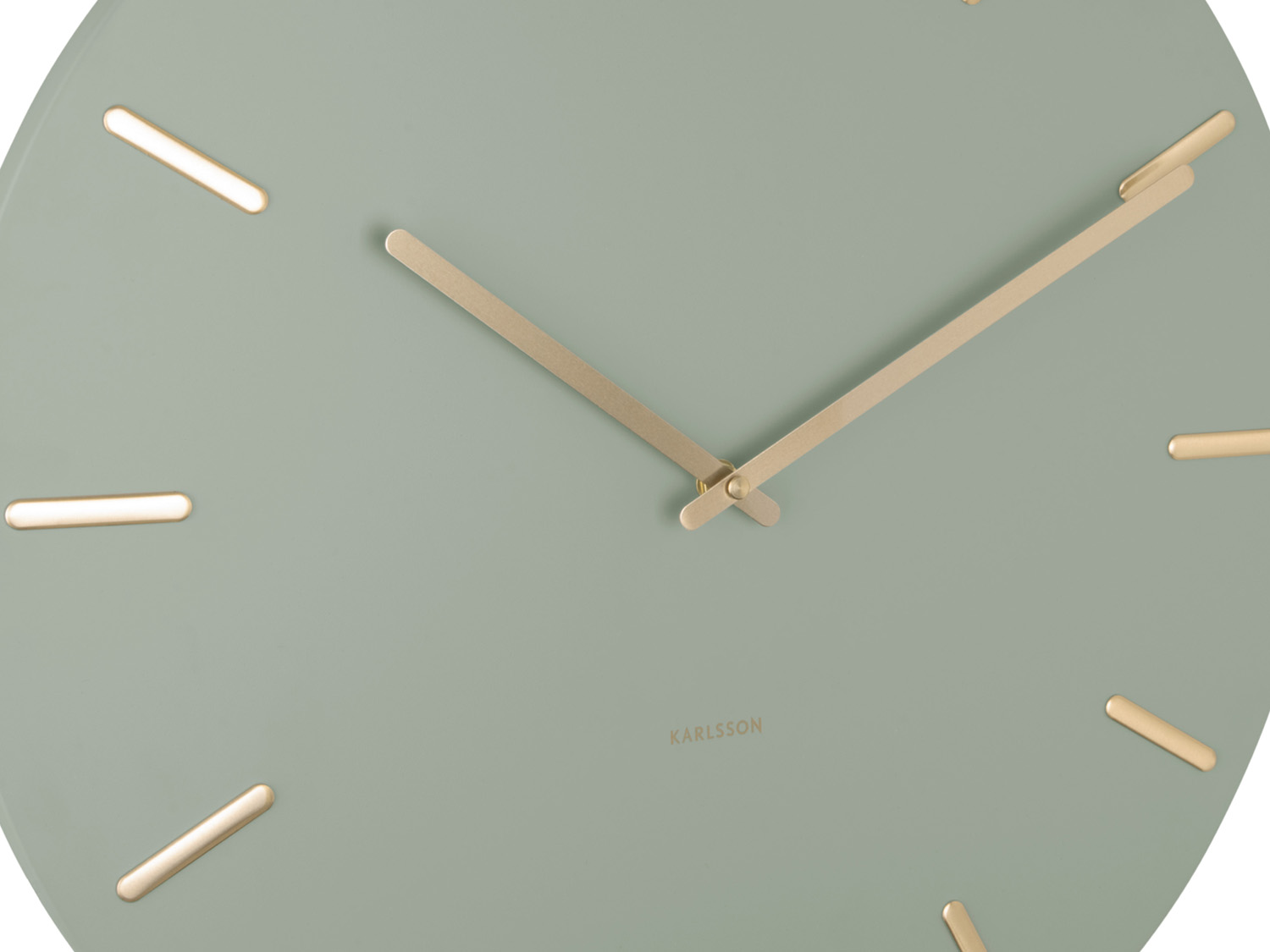 Wall clock Charm jungle green with gold battons