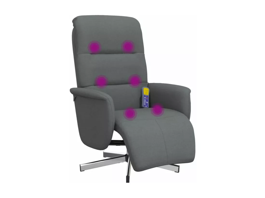 Fauteuil inclinable de massage et repose-pieds gris foncé tissu
