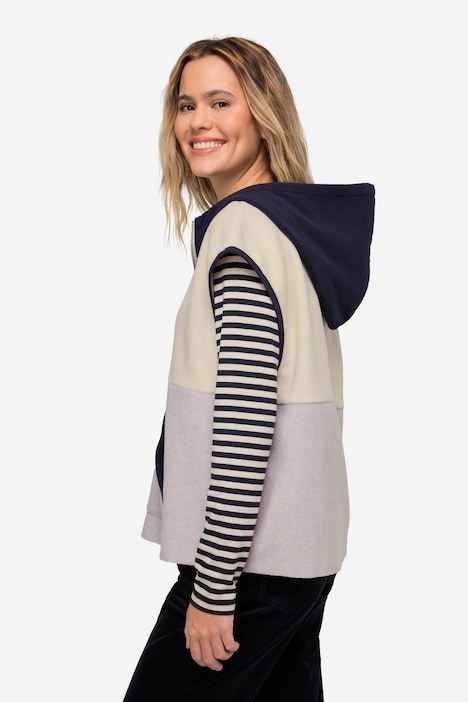 Pullunder, Fleece, farbige Kapuze, OEKO-TEX