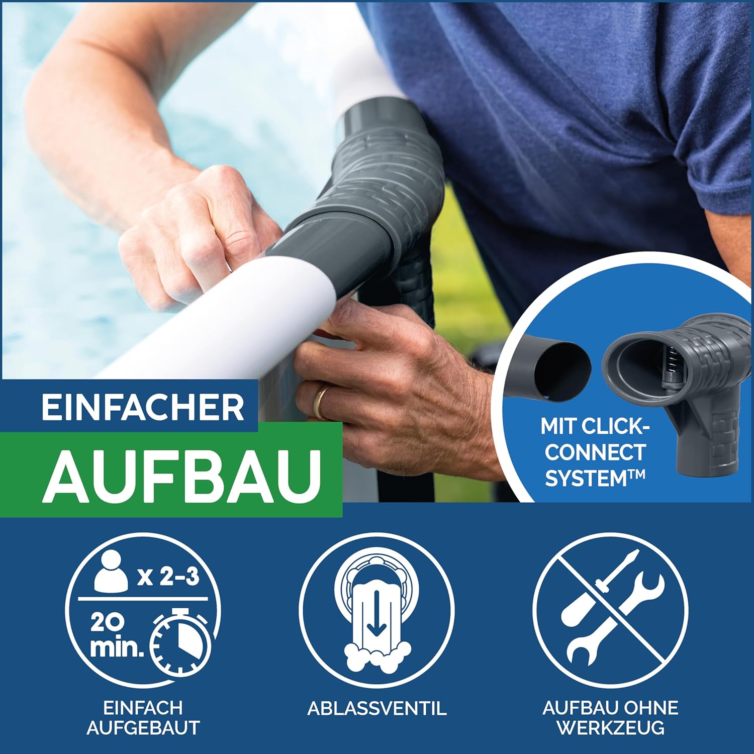 Bestway Steel Pro MAX Frame Pool Komplett-Set mit Filterpumpe Ø 427 x 107 cm, lichtgrau, rund