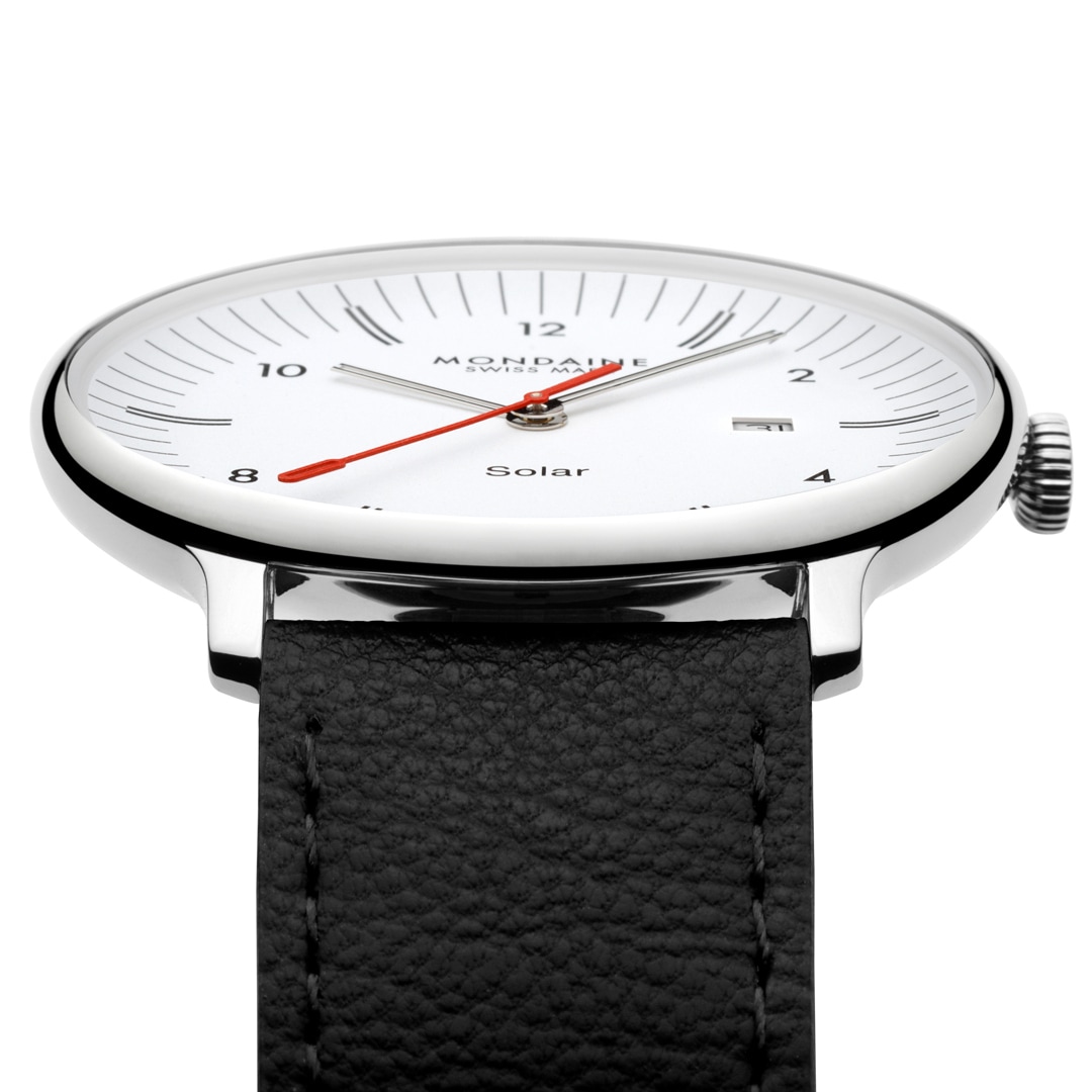 Mondaine Doppio Solar Silbrig / Schwarz Ø 41