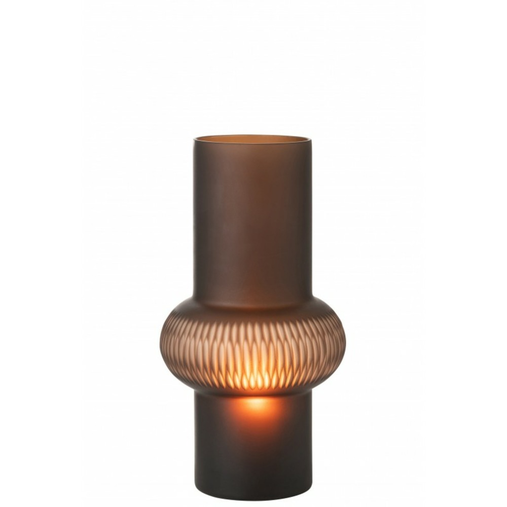 Vase avec anneau en verre marron 19x19x35 cm
