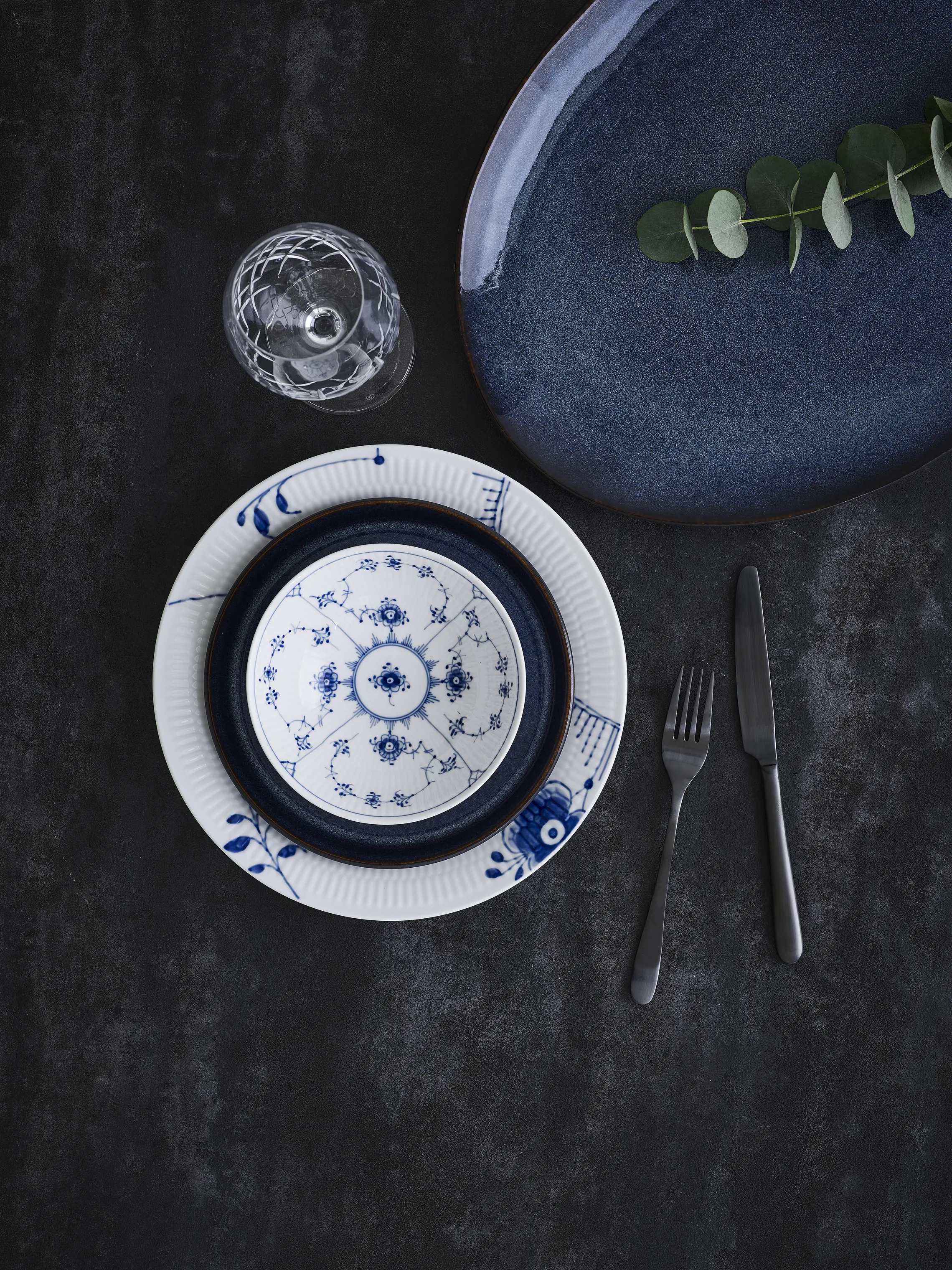 Royal Copenhagen Musselmalet Riflet Skål