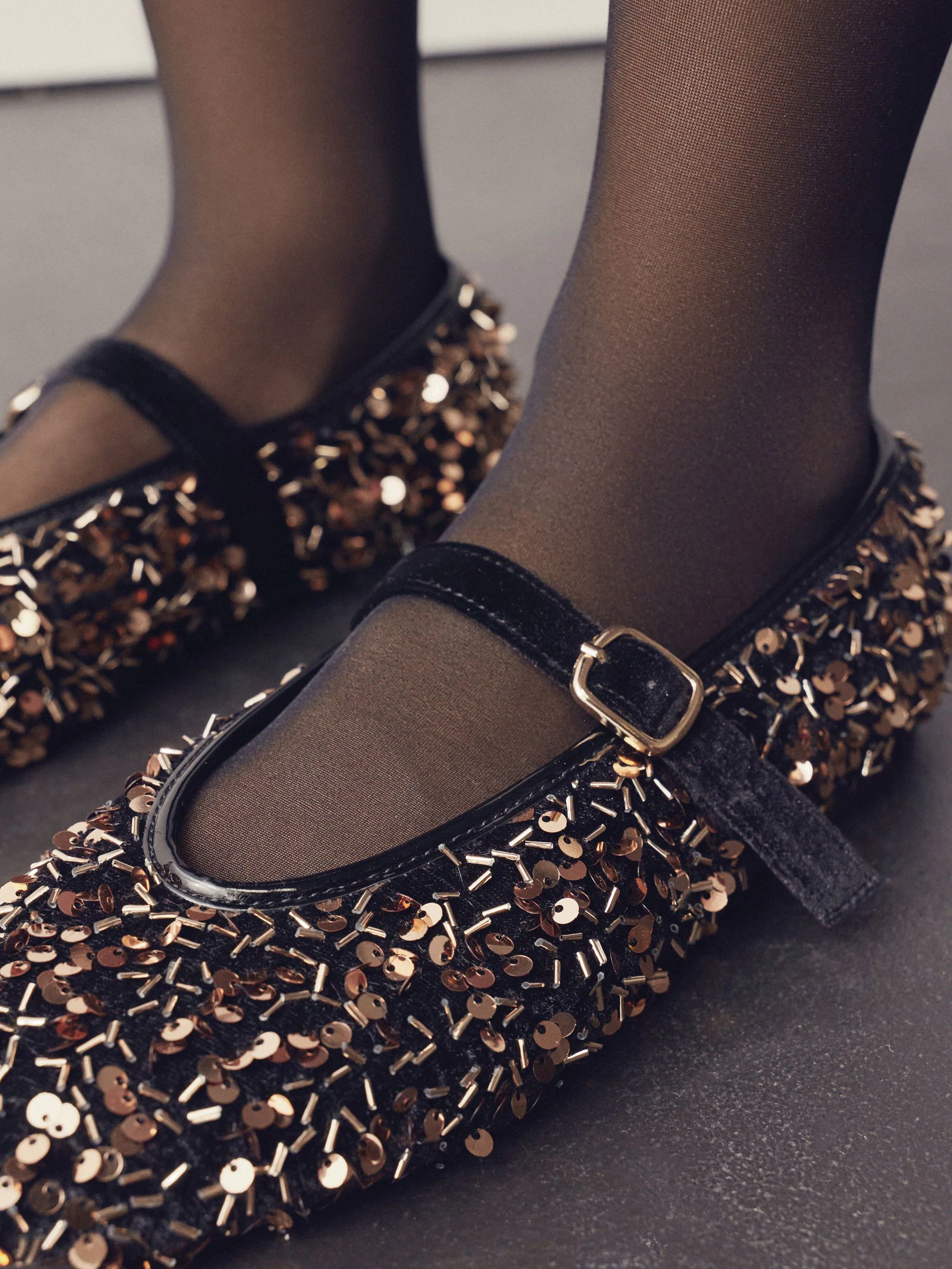 Brons - Forever Comfort® Embellished Sequin Mary Jane Shoes