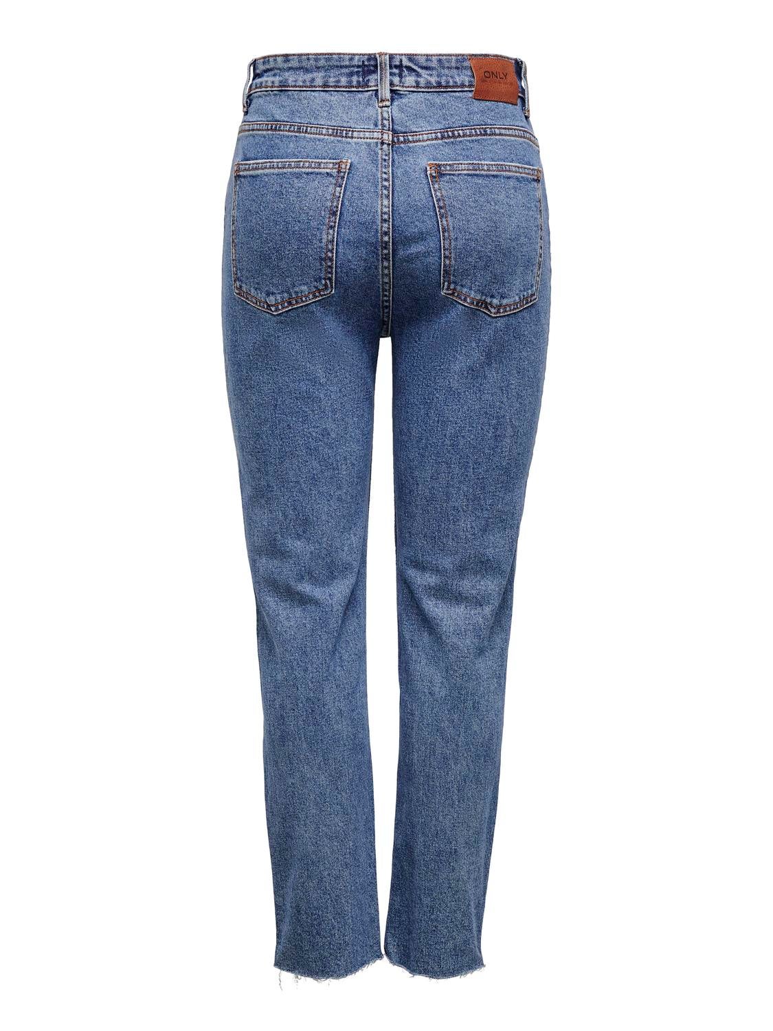 ONLEMILY Hohe Taille Gerade geschnitten Jeans Dark Blue Denim