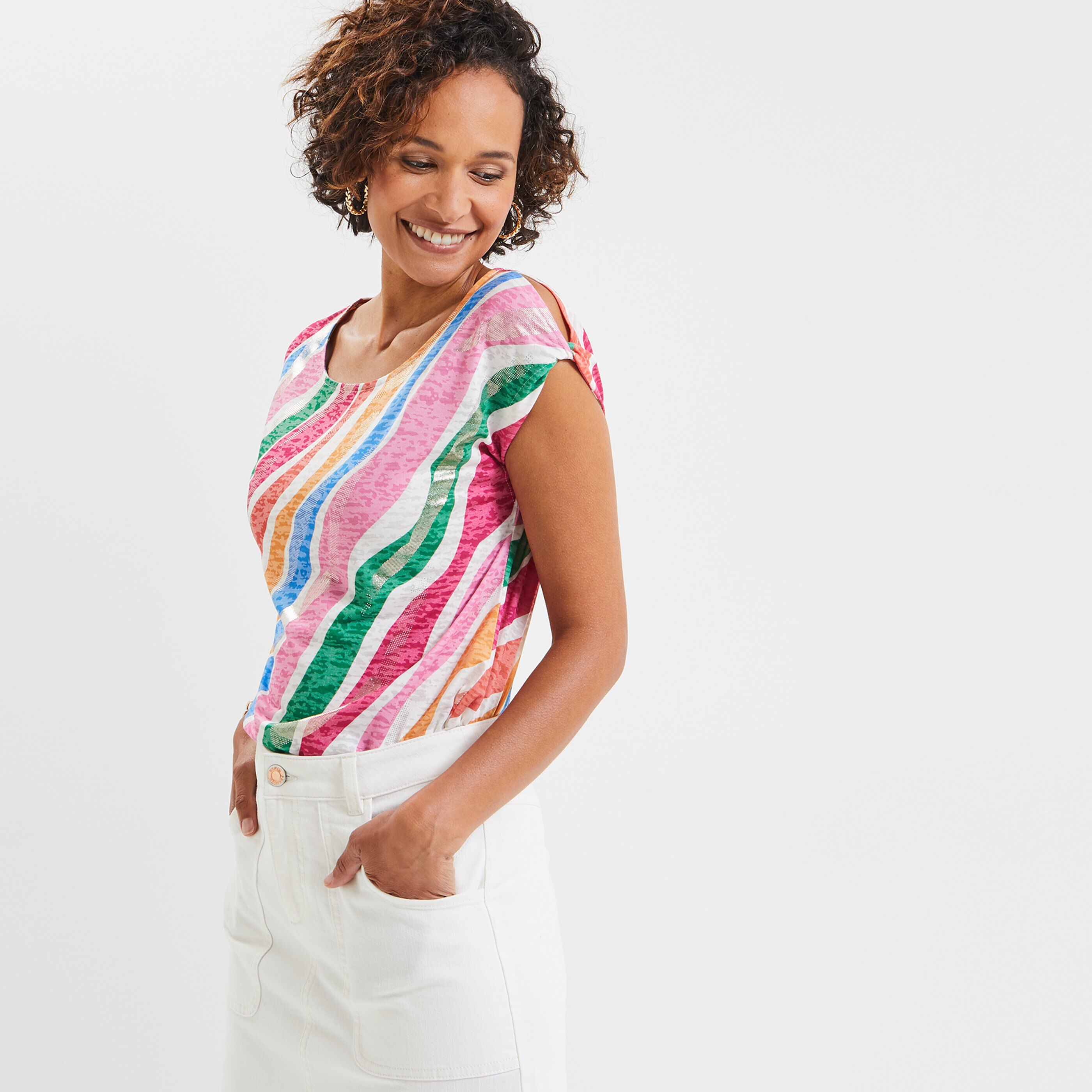 T-shirt coloré femme - BLANC CASSE