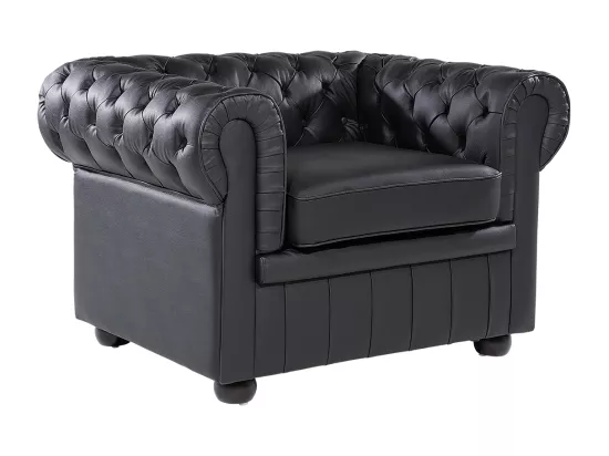Fauteuil CHESTERFIELD Cuir Noir