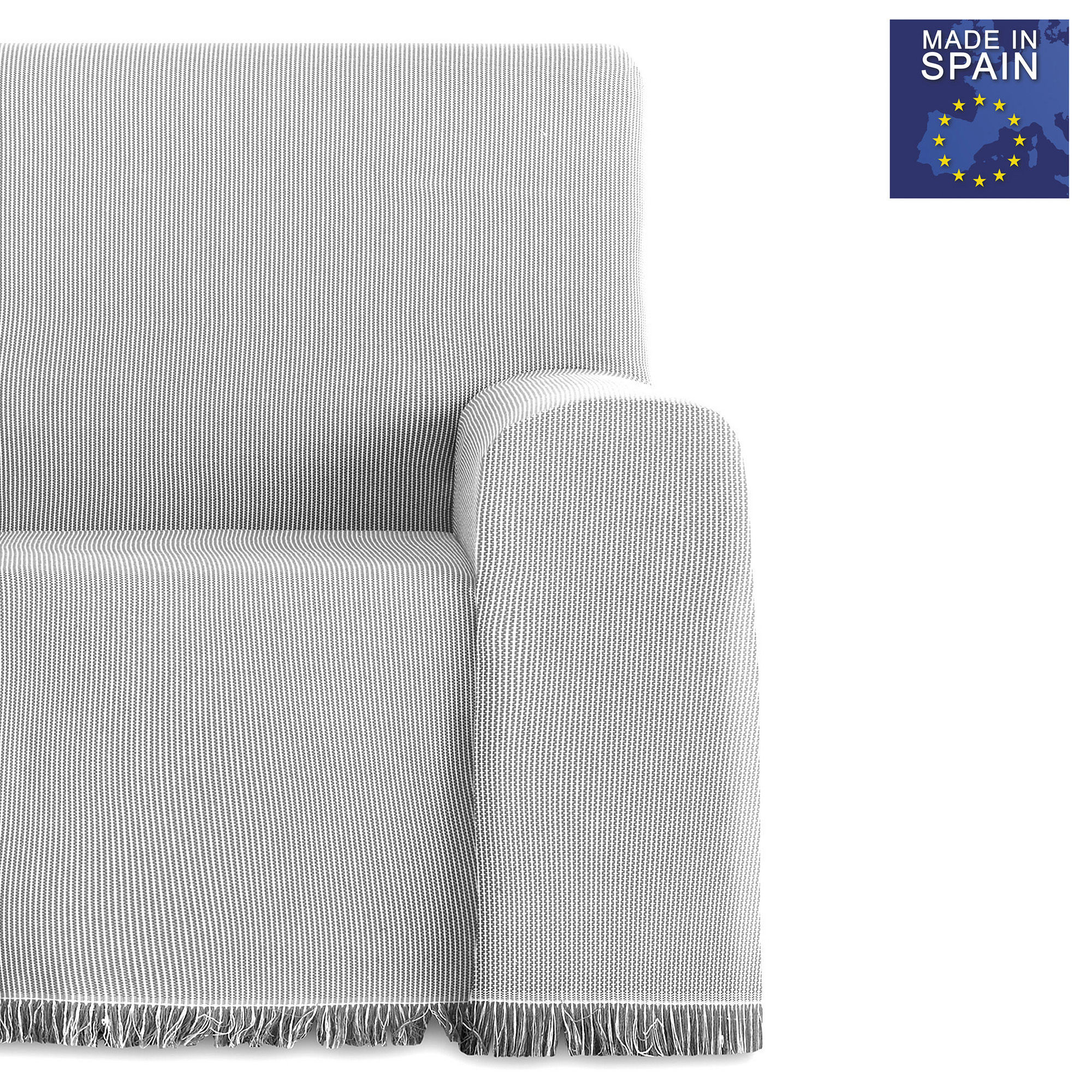 Conjunto de 2 colchas multiuso xadrez Paul, 180 x 260 cm, cinza claro.