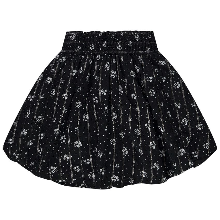 Jupe patineuse à taille smockée pour fille - Noir