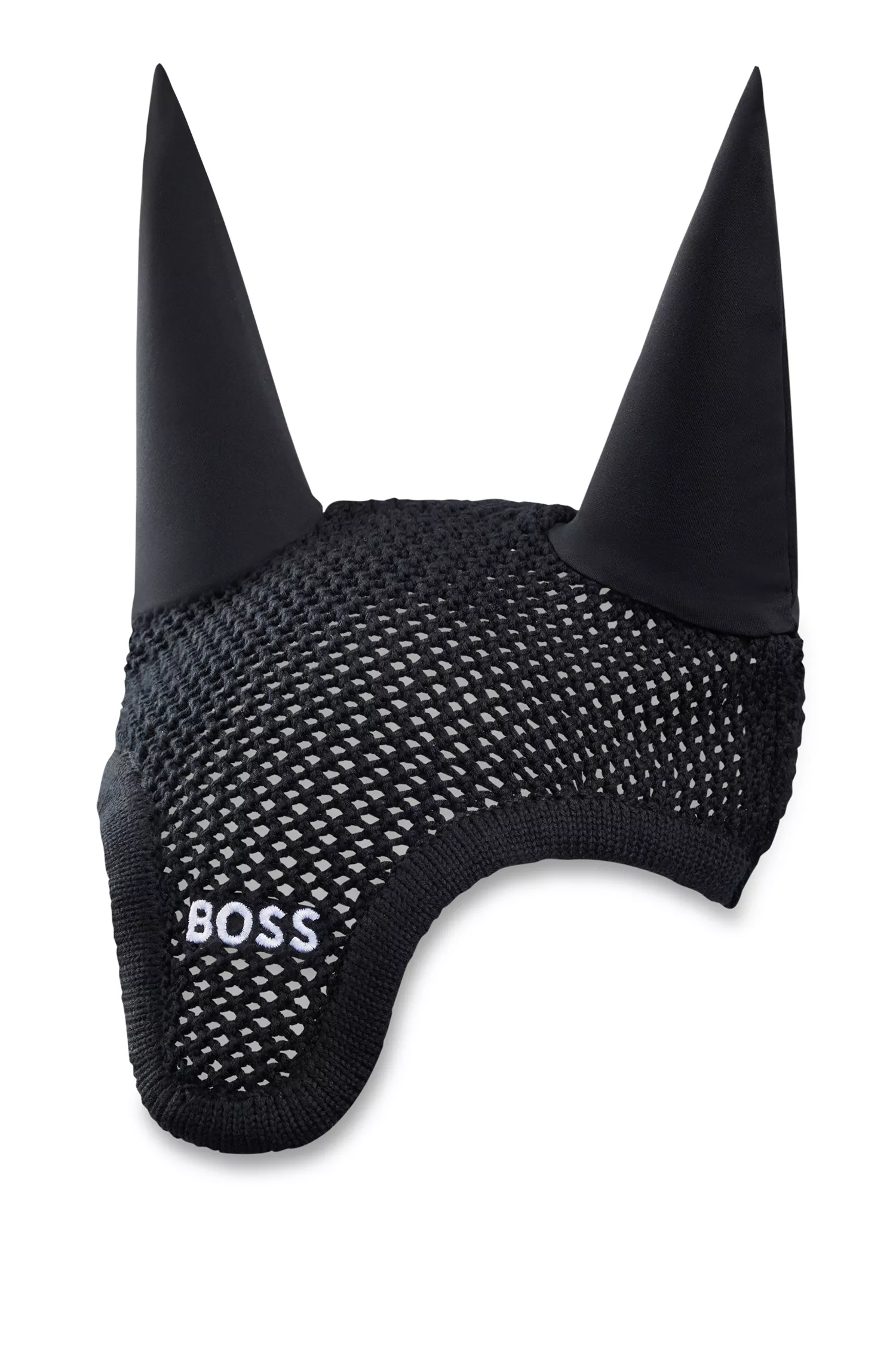 Véu anti-moscas BOSS Black-Equestrian em crochê com logotipo contrastante