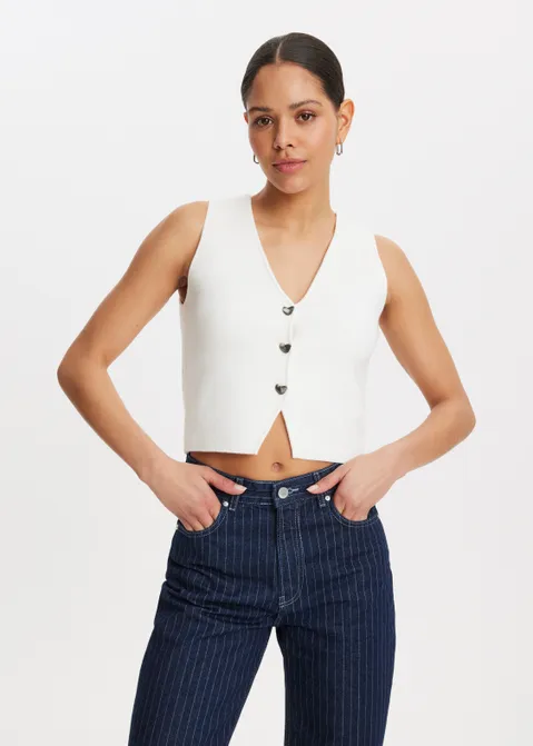 Mouwloze top off-white (WIT.O)