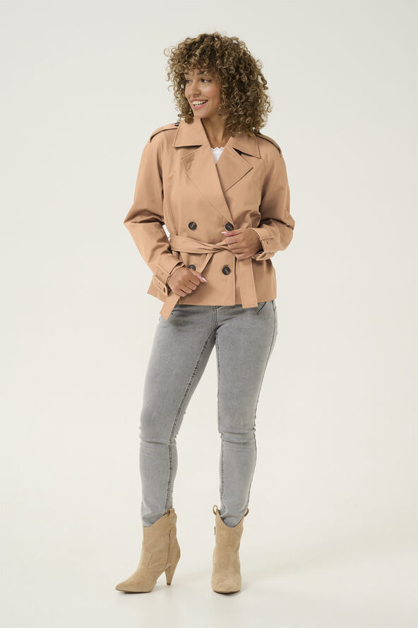 Cream CRRea Crop Trenchcoat Cinnamon swirl