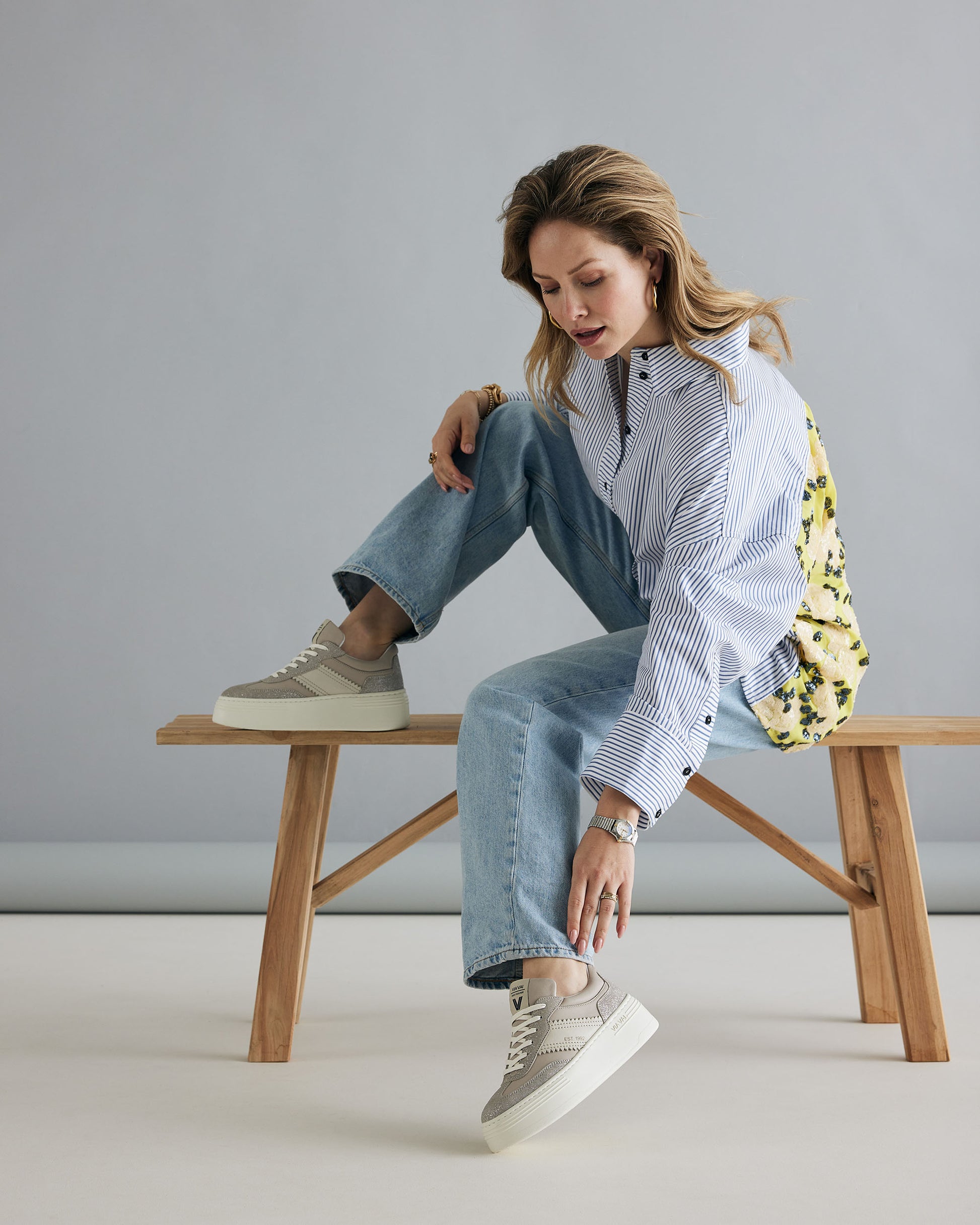 VIA VAI beige dames sneakers Isa Romi