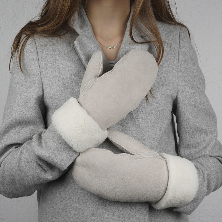 Lovelies BELUKTA - MITTENS - SHEEP SUEDE WITH CURLY SHEARLING AROUND Kit
