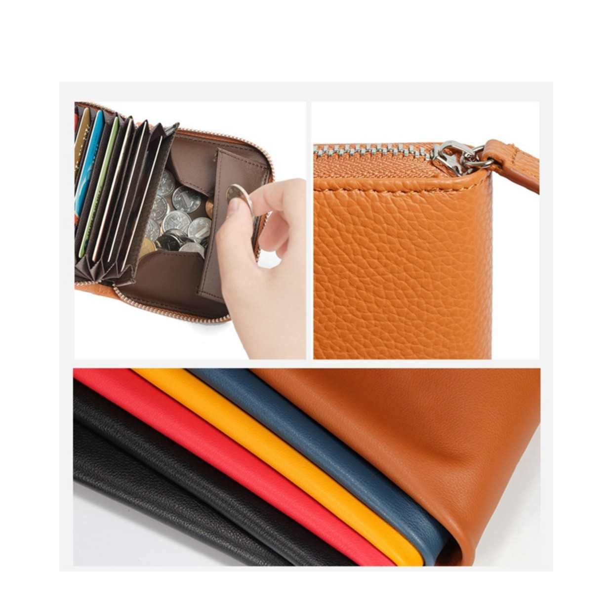 Mini Kreditkarten Echtleder Etui Geldbörse mit 13 Fächern (RFID Schutz) - Mint