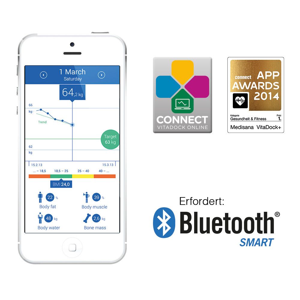 medisana BS 430 connect Körperanalysewaage mit Smartphone App