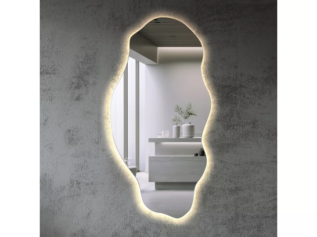 Miroir décoratif mural éclairé par LED Premium pour salle de bain de maquillage 50 cm x 100 cm - Lumière neutre