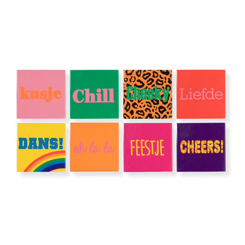 Siertegel Kusje - roze/oranje - 10x10x0.5 cm