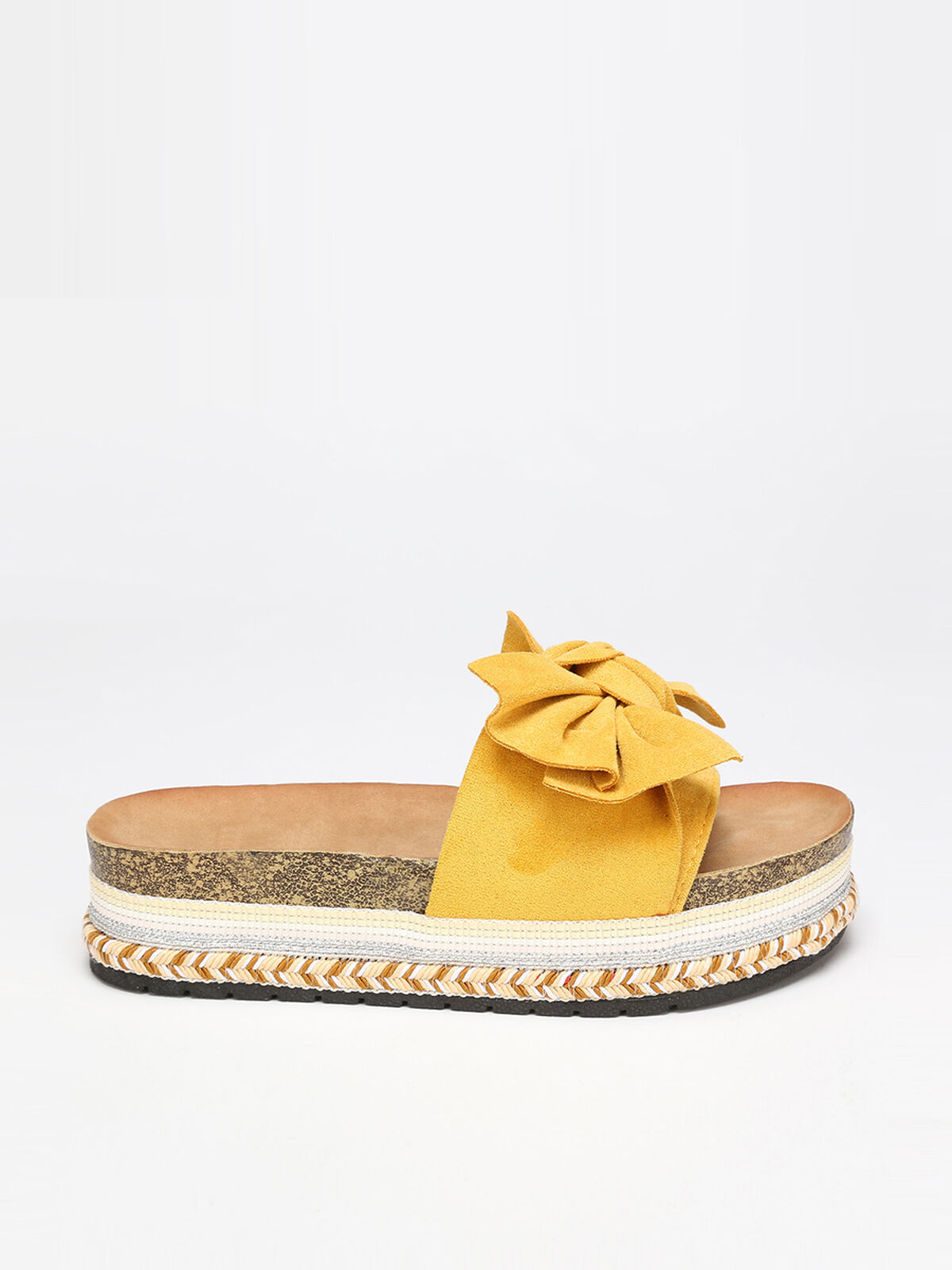 Mules à noeud et motifs ethniques- Jaune