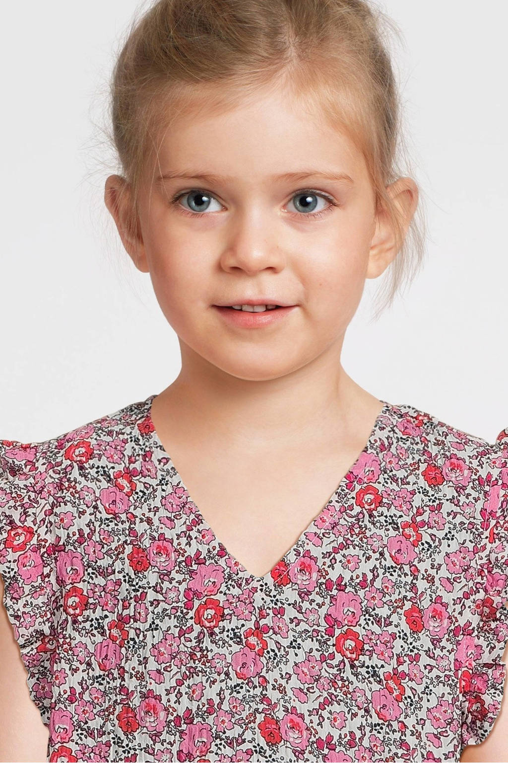 VERO MODA GIRL gebloemde jurk VMTARA roze/oranje/wit