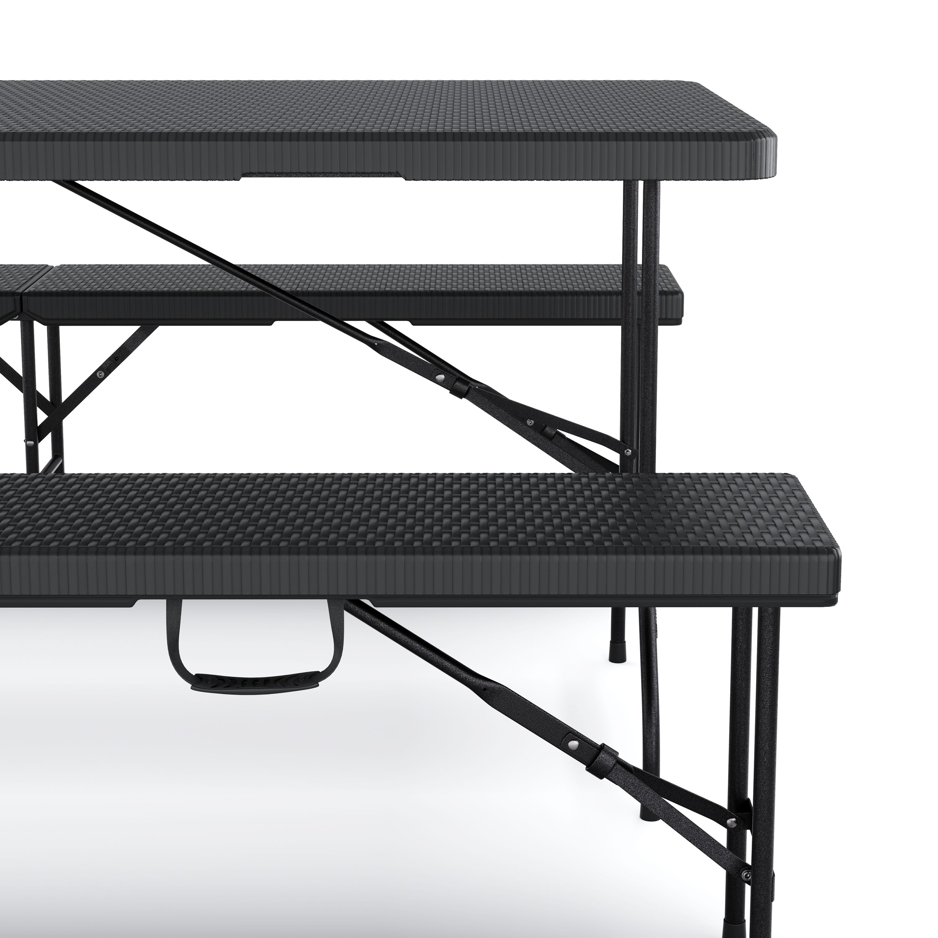 Campingtisch Garnitur klappbar 180 cm Rattanoptik