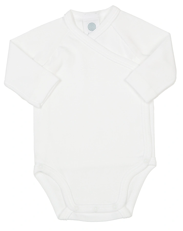 Langarm-Wickelbody BASIC BABY 2-teilig in weiß
