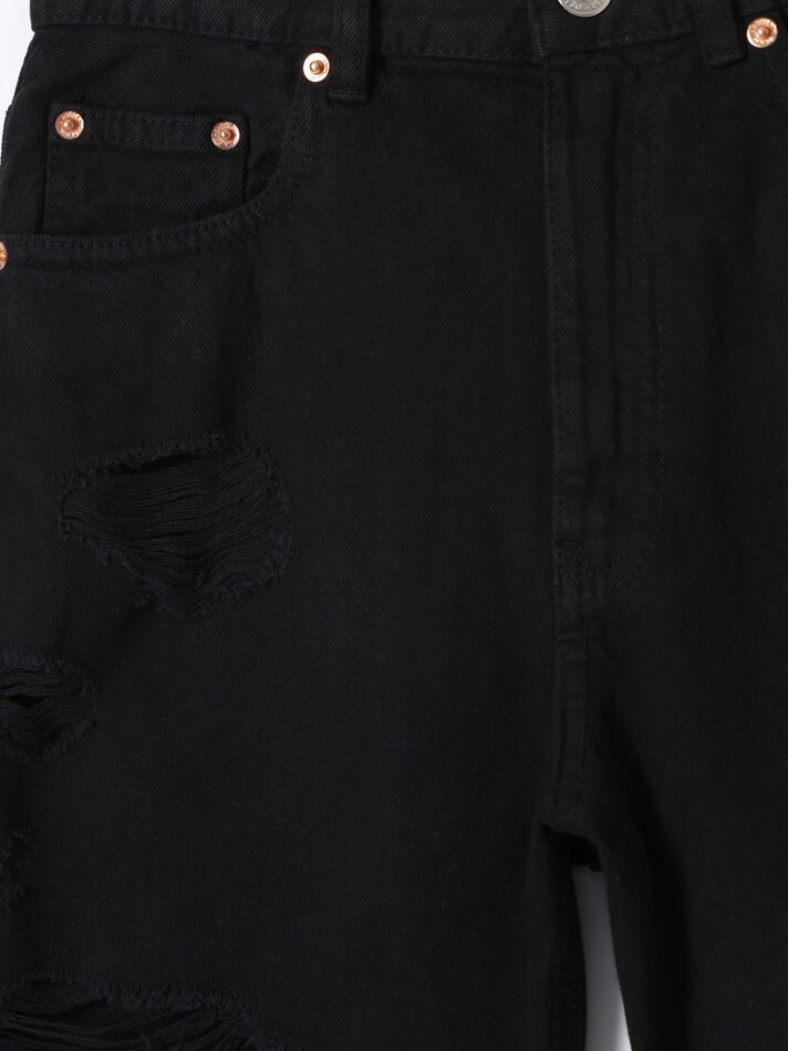 Shorts jeans rasgados - Preto