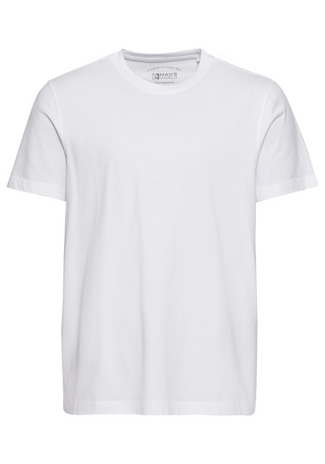 Man's World Rundhalsshirt, 6 Stk. Kurzarm,  unifarben,  Rundhals,  aus Baumwolle,