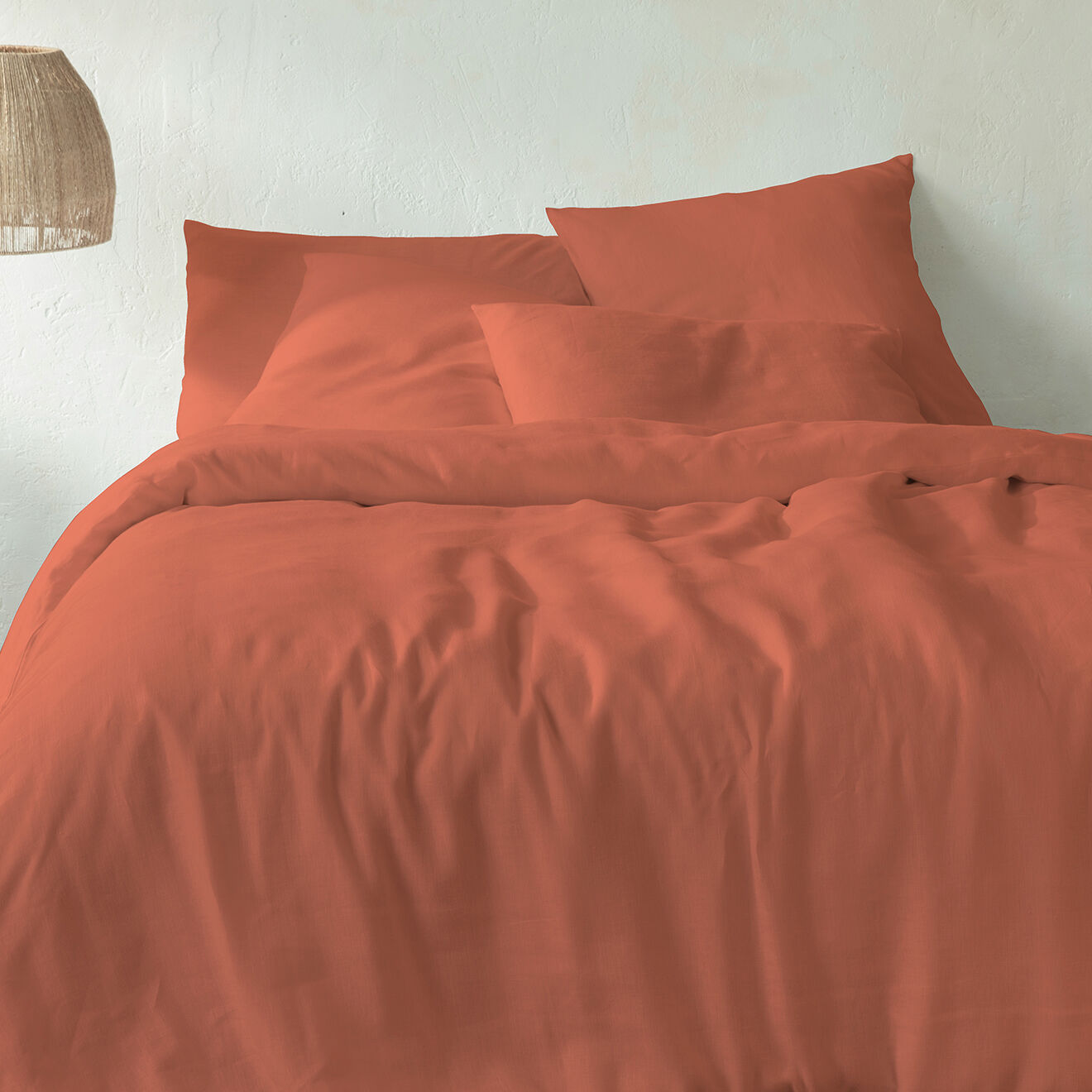 United by Perle de coton Parure housse de couette 100% Lin lavé terracota