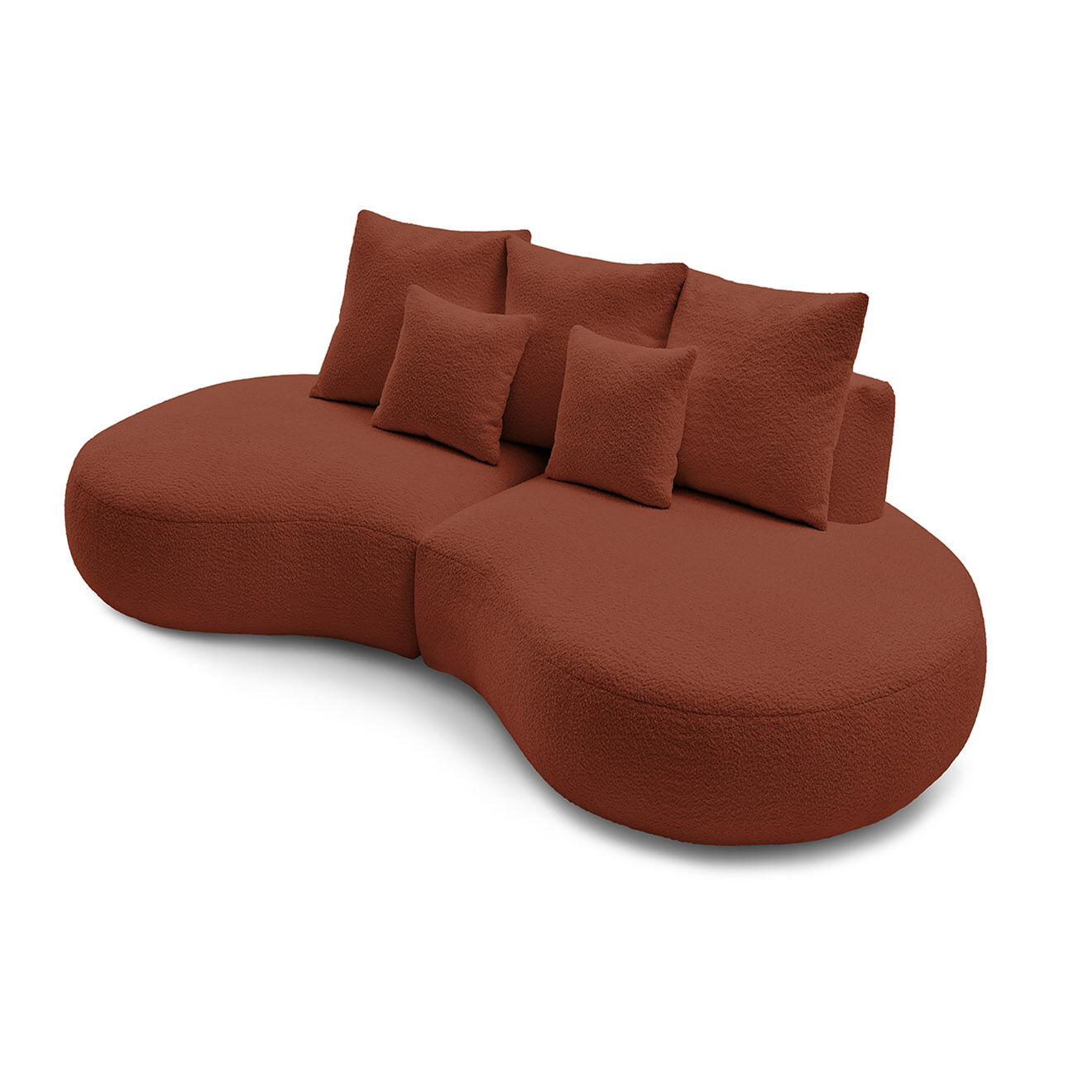 Bobochic Canapé droit fixe 3 places saint-germain tissu bouclette orange - 260x145x92 cm