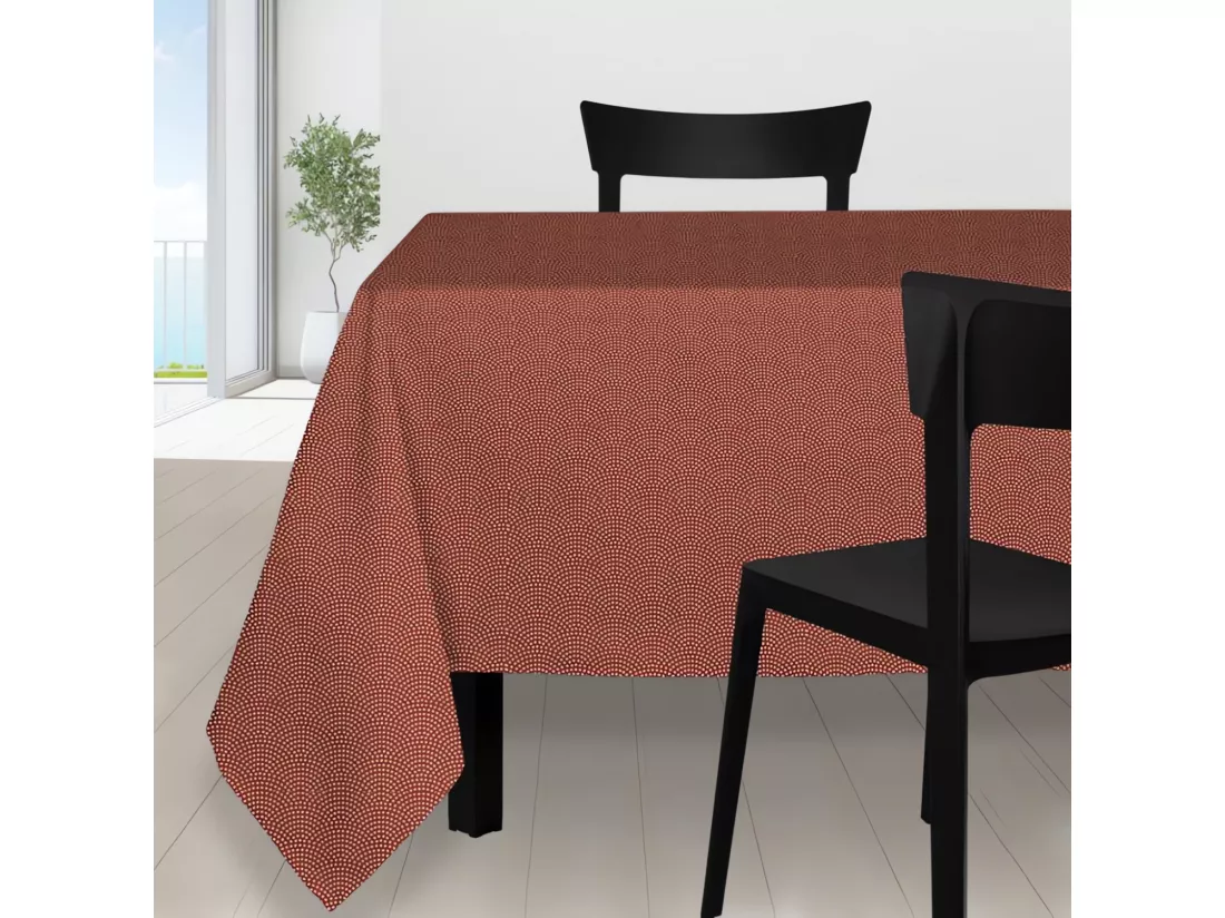 Nappe rectangle 140X240 cm PAON Tomette, par Soleil d'Ocre