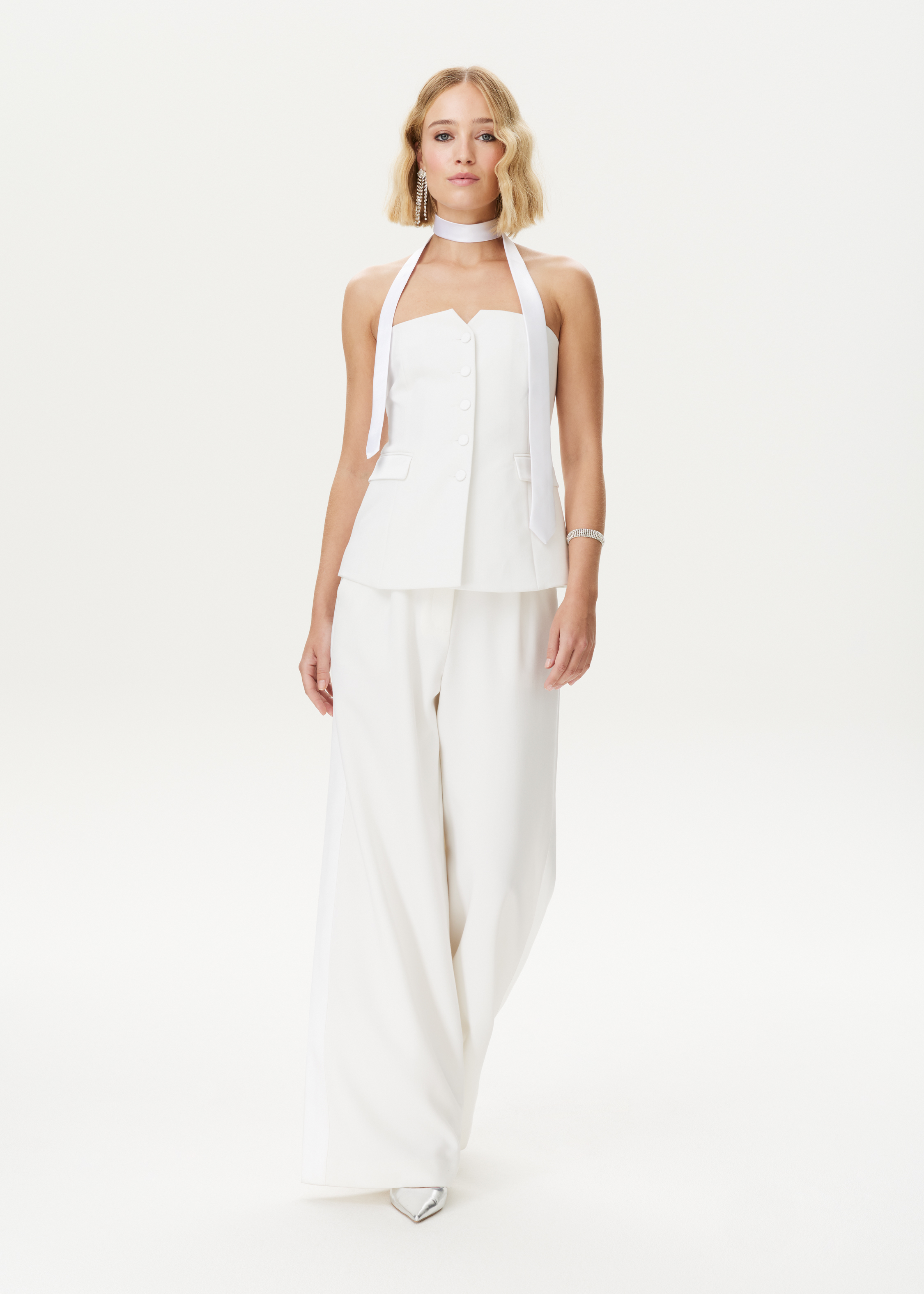 Wide leg pantalon met zijstreep