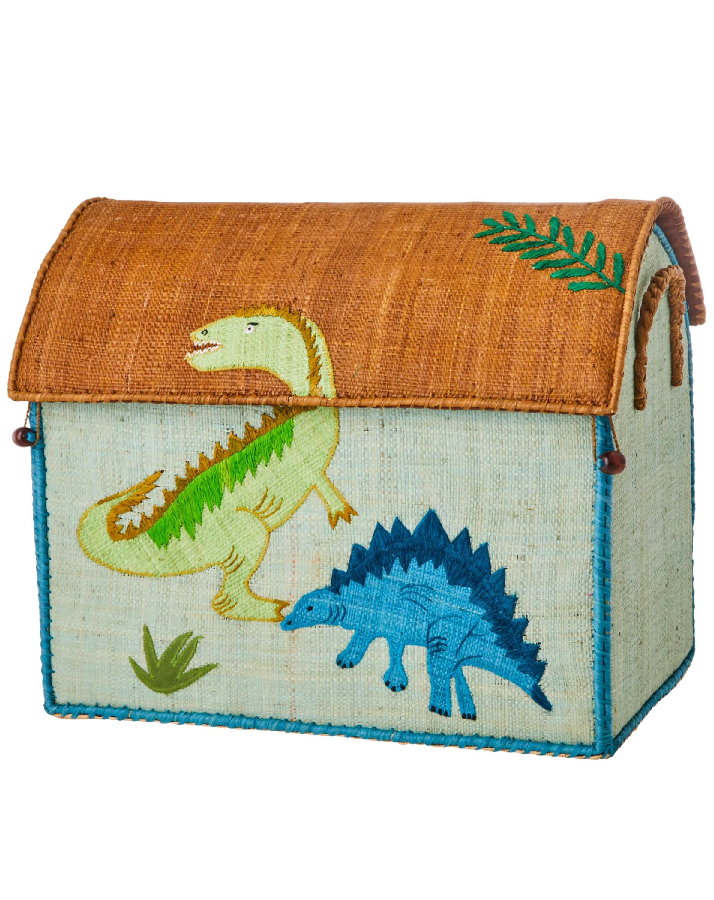 Raffia-Korb DINOSAUR 3er-Set in bunt