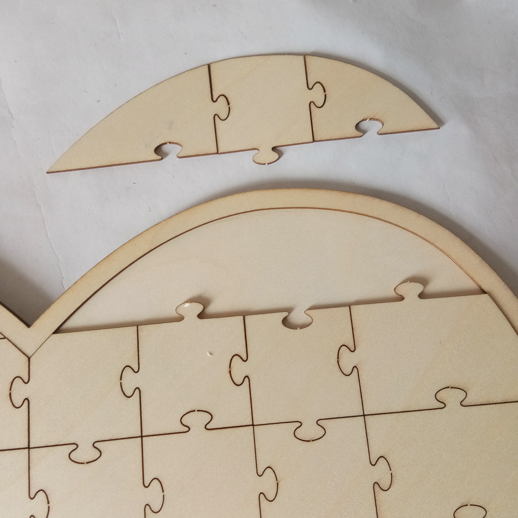 (470x440mm) Echtholz Hochzeits Gästebuch DIY Herz Guest Book Puzzle - 56 Gäste