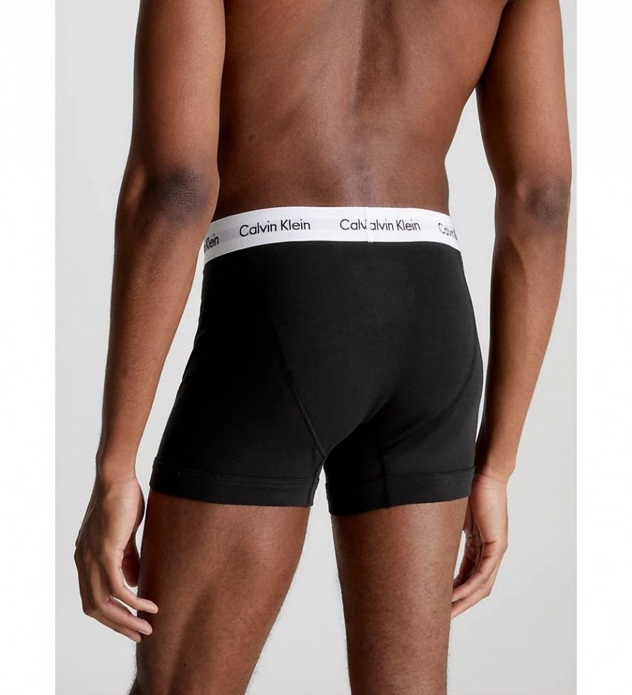 Pacote com 3 cuecas boxer Calvin Klein pretas de algodão elástico