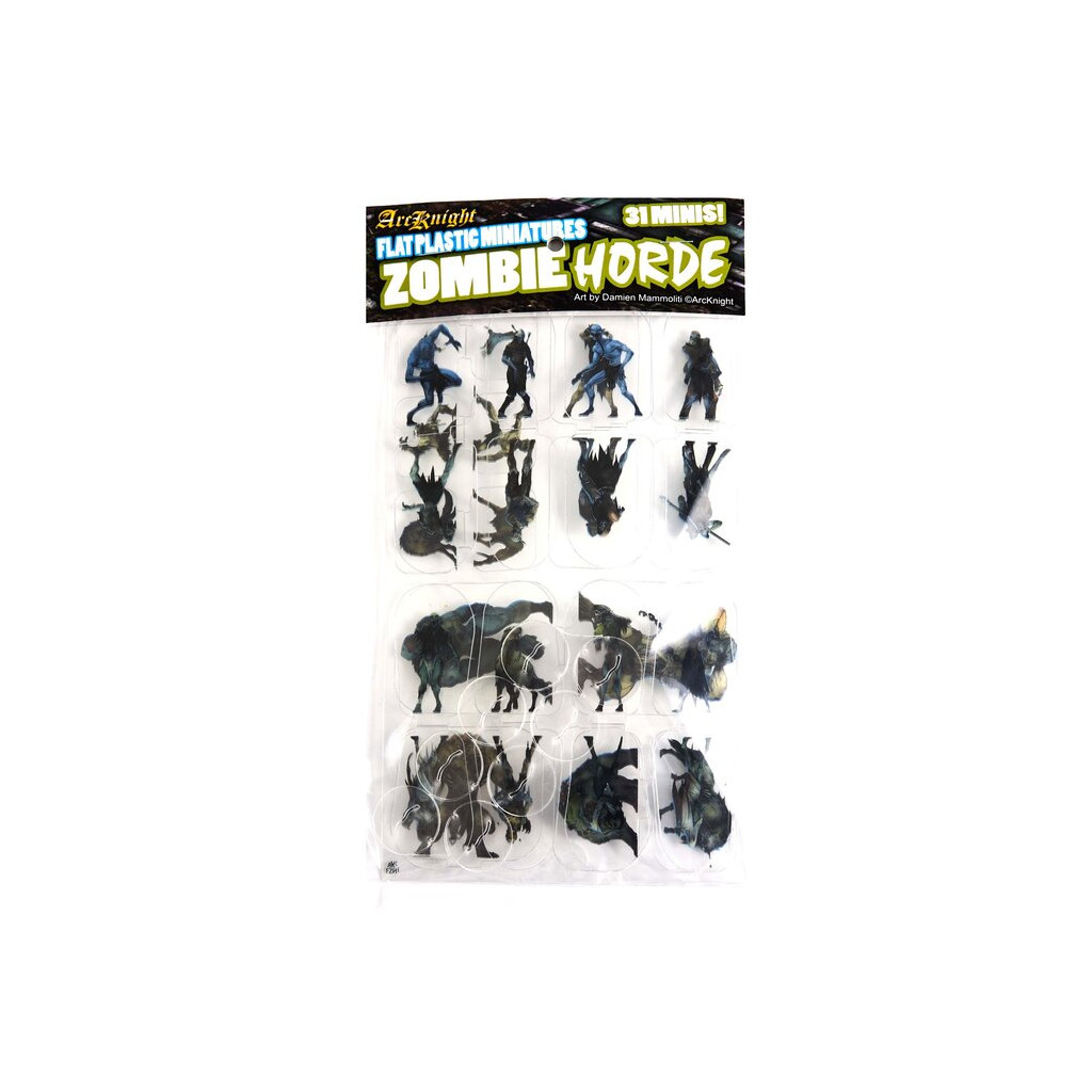 Flat Plastic Miniatures - Zombie Horde - 31 Pieces