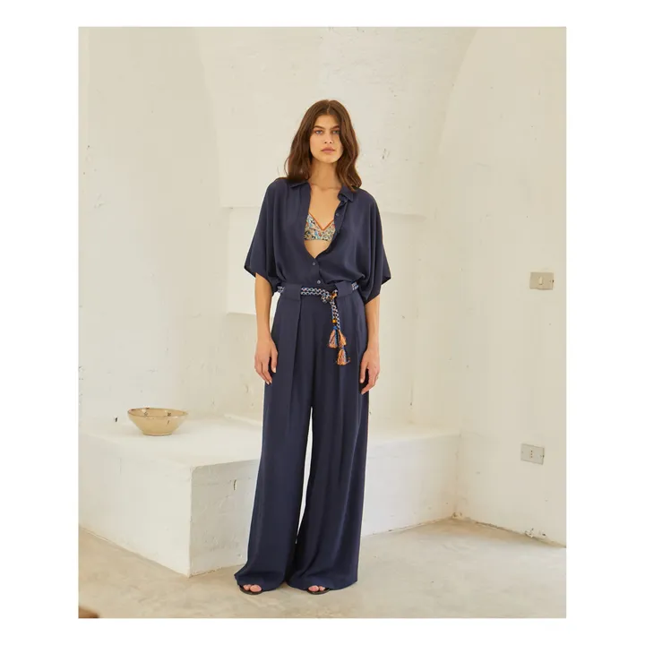 Momoni Pantalon Aspen Soie | Bleu nuit