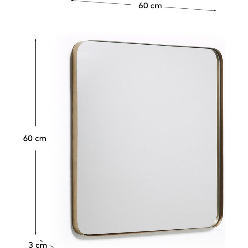 Miroir mural Marco métal doré 60 x 60 cm
