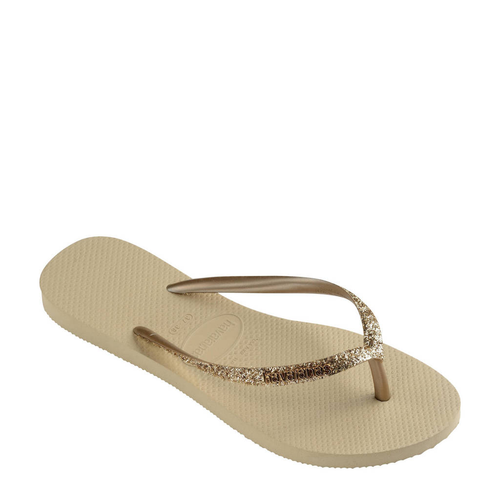 Havaianas Slim Glitter IIteenslippers met glitters beige