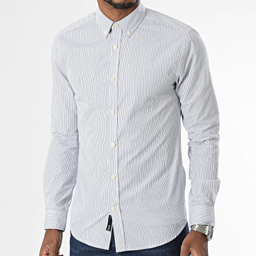 Chemise Manches Longues A Rayures Sky Life Blanc