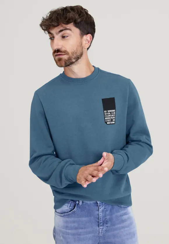 Sweatshirt mit Brustprint - shadow blue