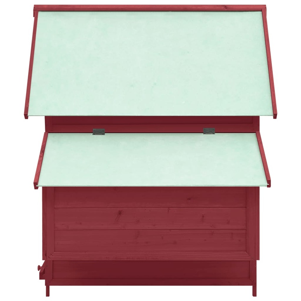 Poulailler 152 x 96 x 110 cm bois de sapin massif rouge et blanc