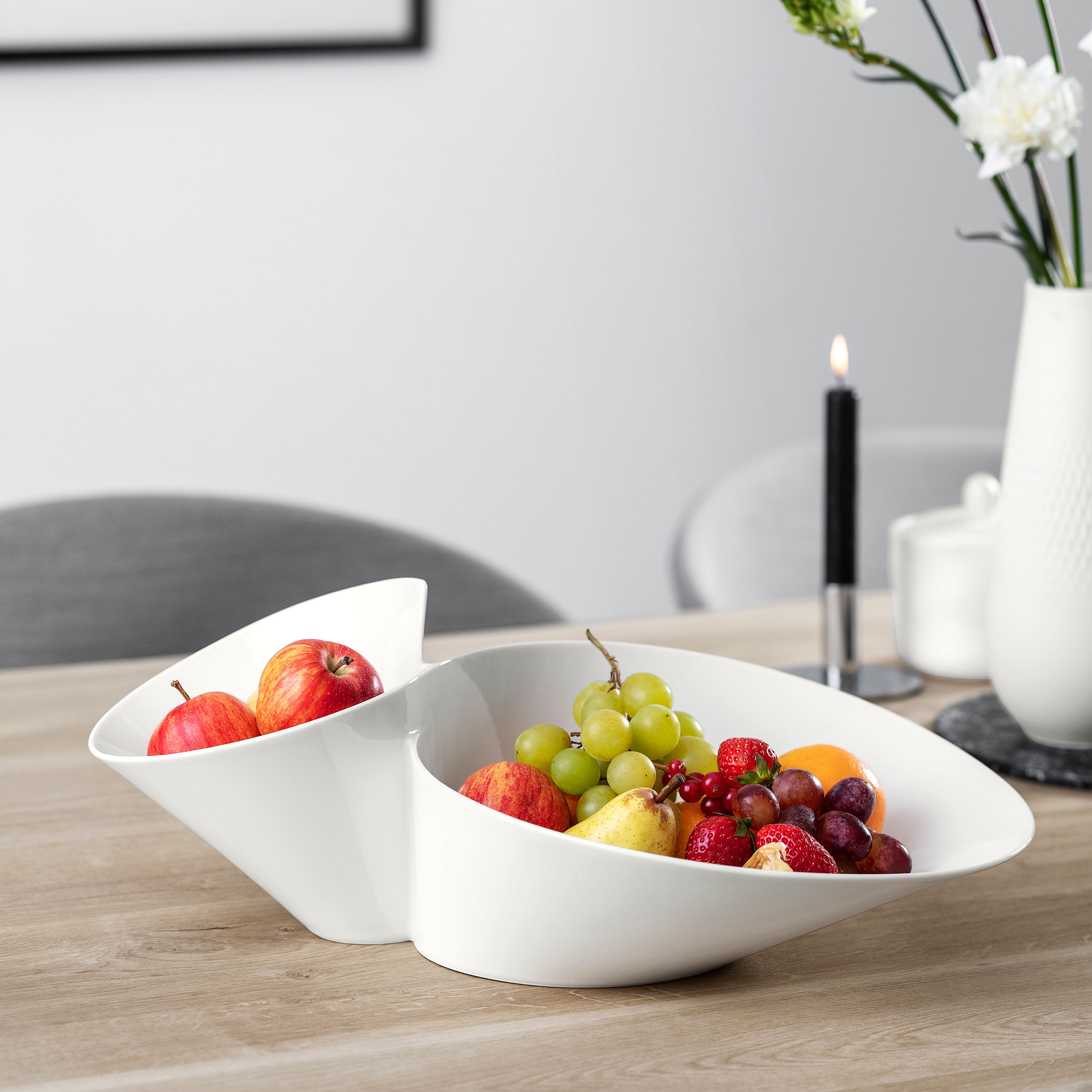 NewWave Decorative fruit bowl White, Premium Porcelain