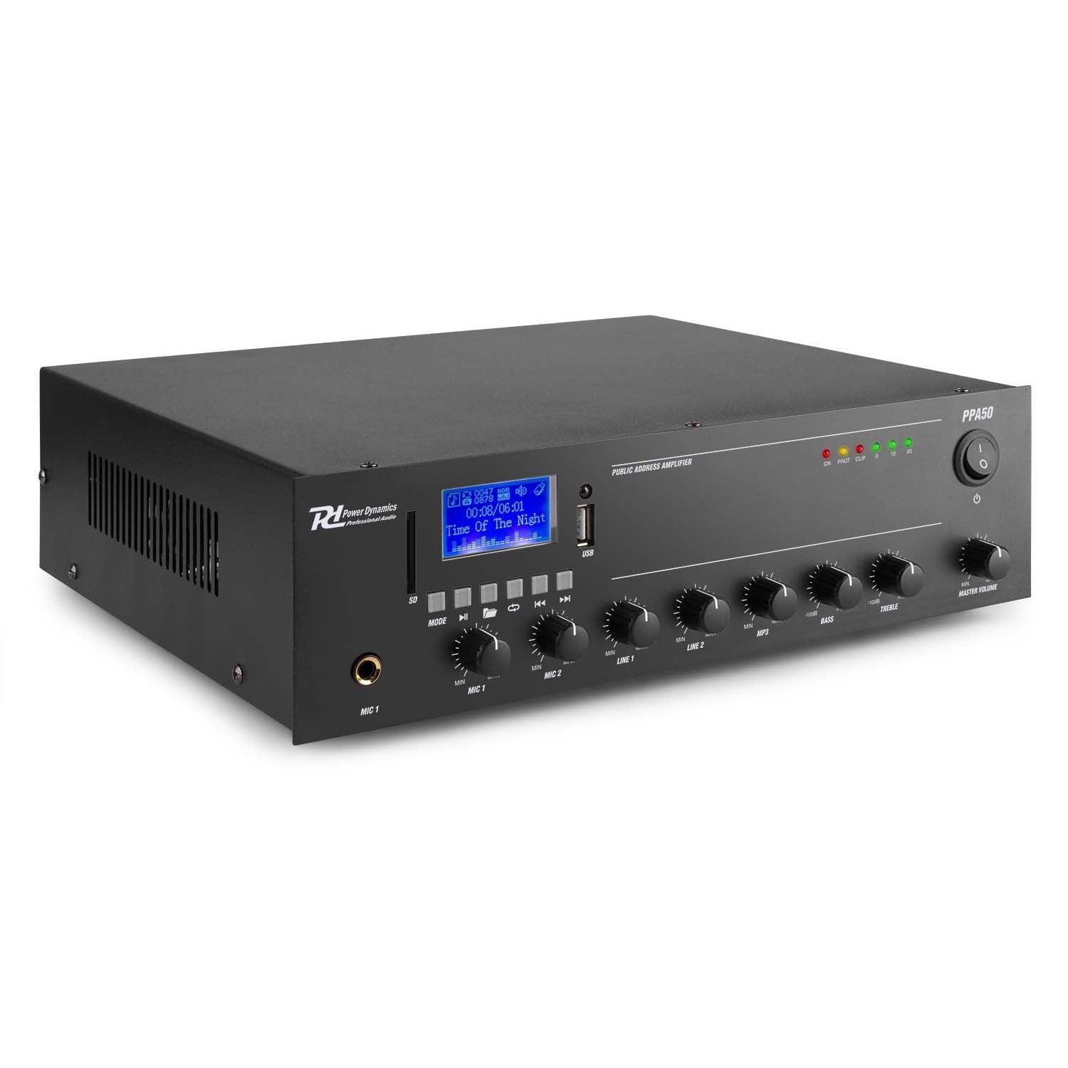 Power Dynamics PPA50 100V/70V & 8 Ohm mono-versterker - 50 Watt
