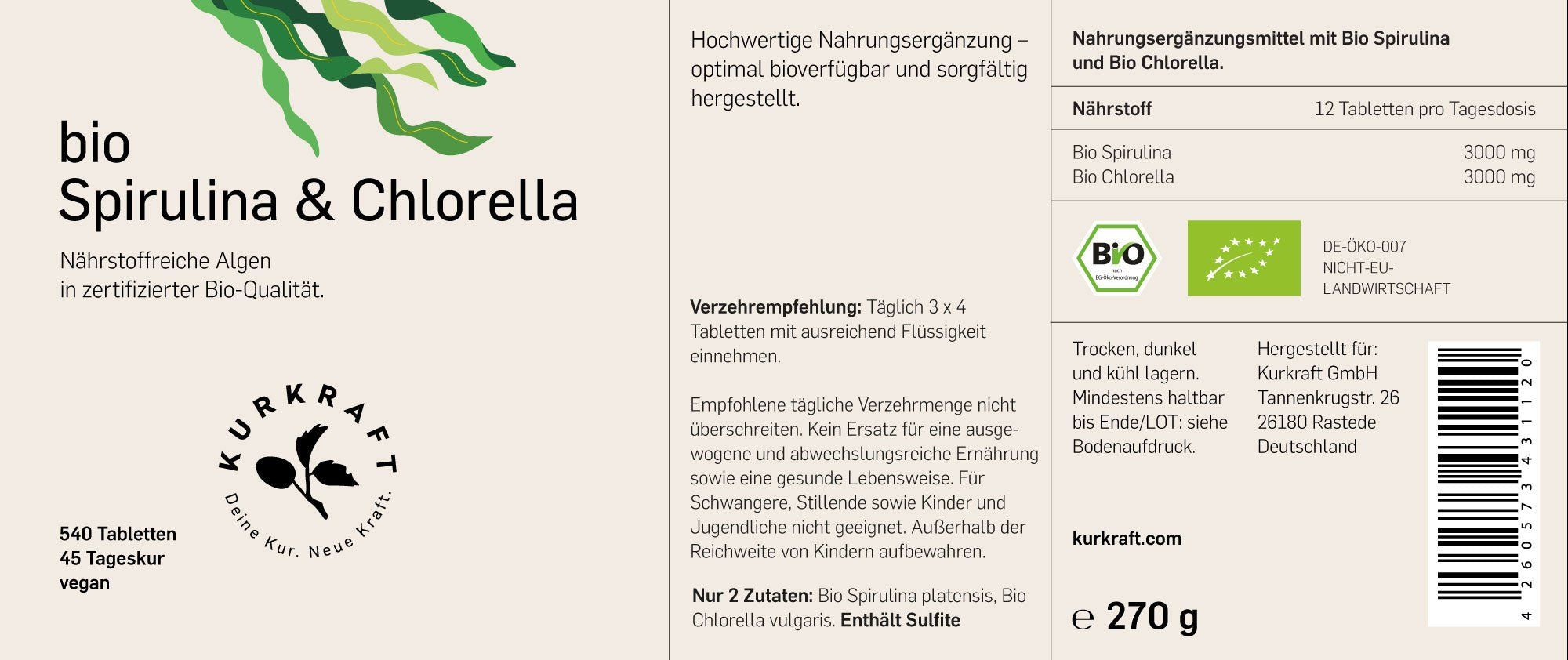Kurkraft© Bio Spirulina + Chlorella