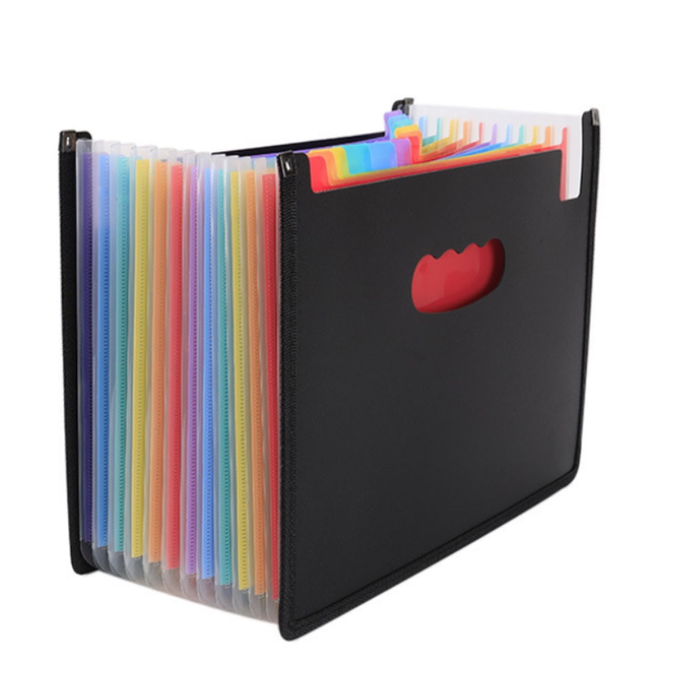 (33x23.5cm) A4 Dokumentenmappe mit 24 Fächern Registertrennbuch Büro Organizer - Schwarz
