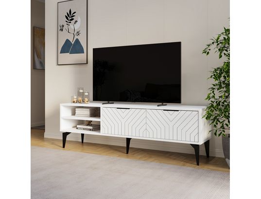 CONCEPT1 - Meuble TV Regina blanc 160 x 29,6 x h50 cm