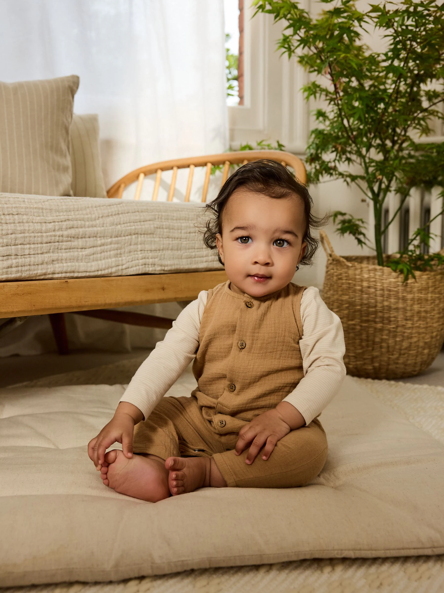Bruin - Babyset van tuinbroek en rompertje (0 mnd-2 jr)